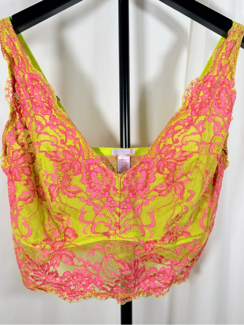 Savage X Fenty Neon Lime and Hot Pink Lace Bralette